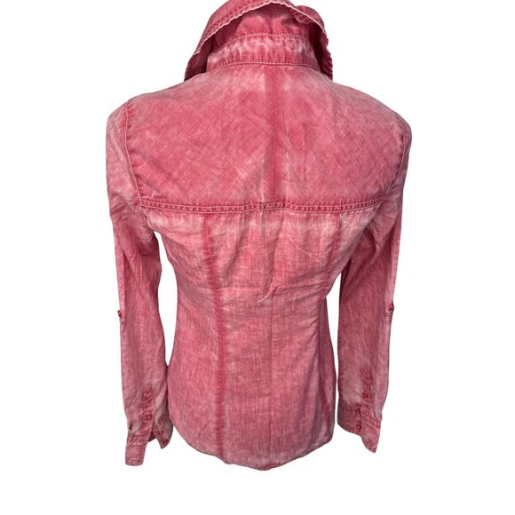 Guess Womens Pink Long Sleeve Button-Up Shirt Size S - Picture 4 of 10